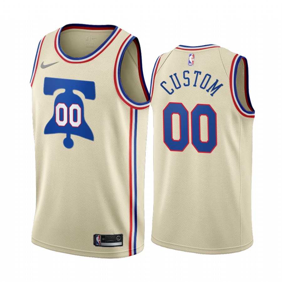Men & Youth Customized Philadelphia 76ers Cream Nike Swingman 2020-21 Earned Edition Jersey->customized nba jersey->Custom Jersey